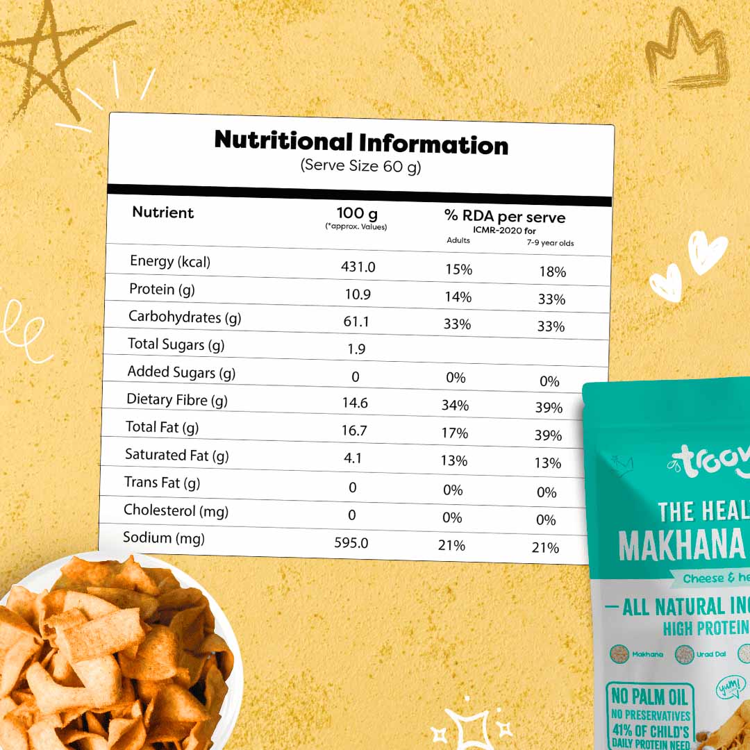The Healthy High-Protein Makhana Chips (Cheese & Herbs) (60gm)