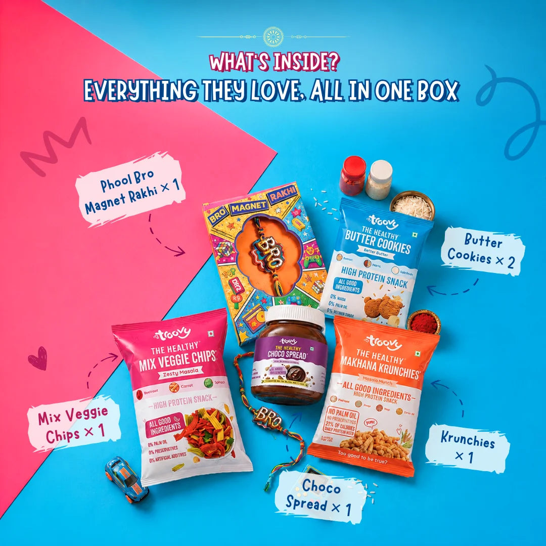 Troovy Rakhi Crunch Combo X Phool Bro Magnet Rakhi