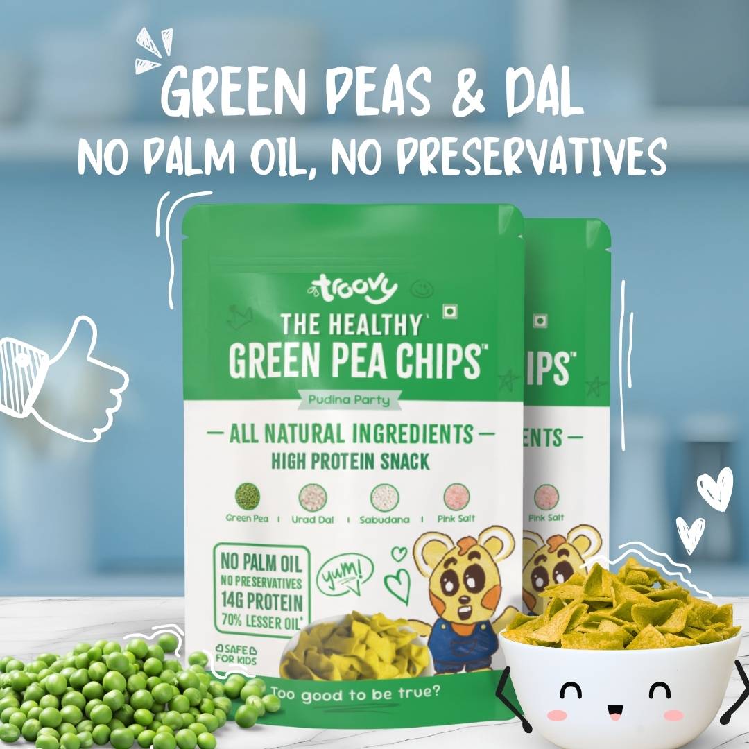 The Healthy High- Protein Green Pea Chips (Pudina Party)