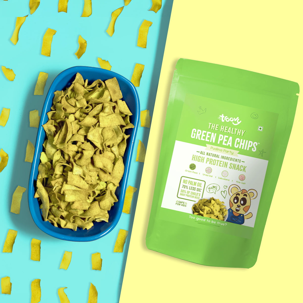 The Healthy High- Protein Green Pea Chips (Pudina Party)